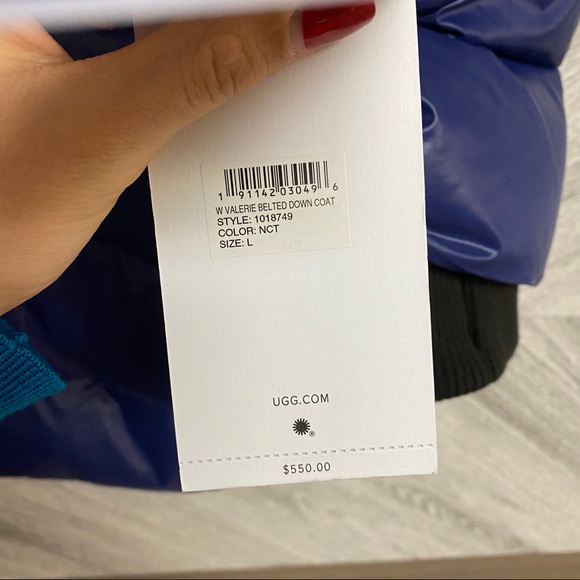 UGG | Valerie Belted Down Coat Nocturn Blue L NWT - Picture 8 of 16
